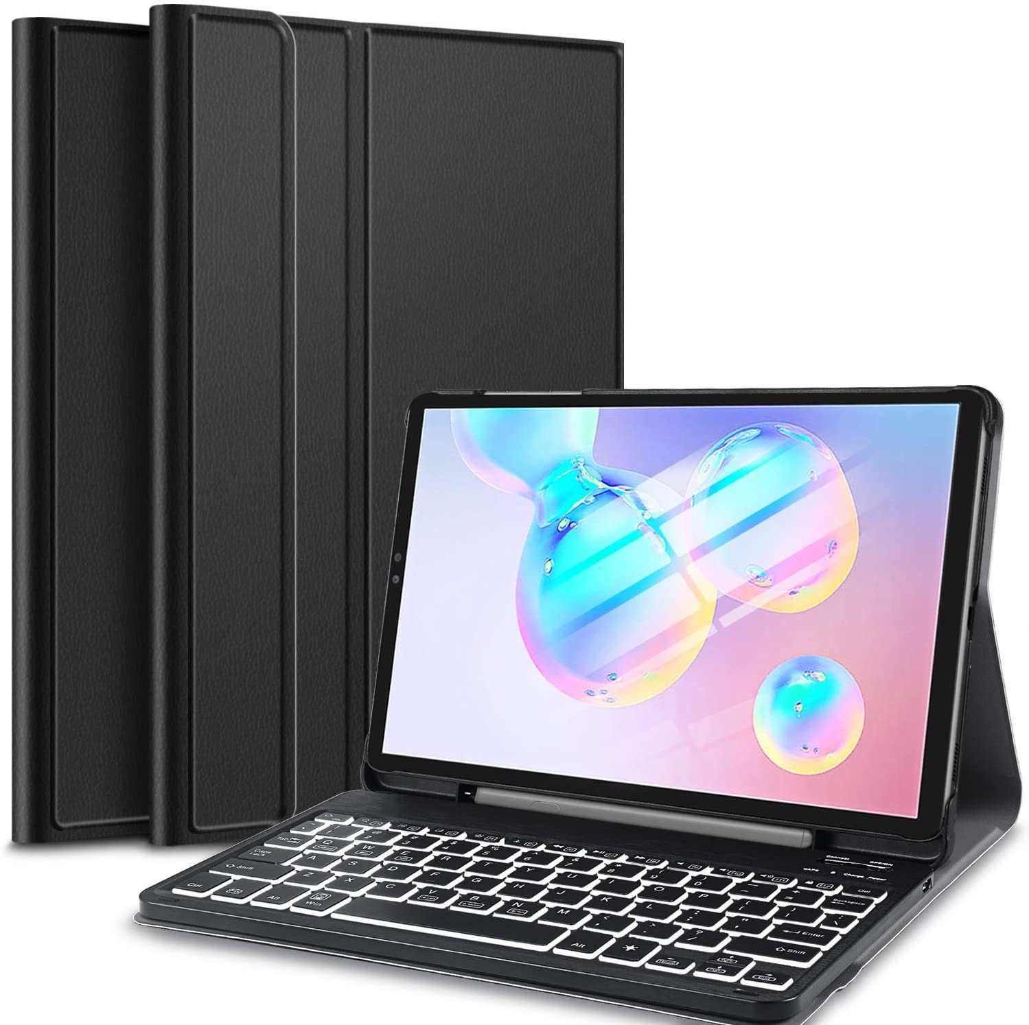 IVSO »Tastatur für Samsung Galaxy Tab S6 SM-T860/T865 10.5 2019,[QWERTZ  Deutsches]« Tablet-Tastatur (Hülle mit magnetisch abnehmbar Beleuchtete  Tastatur)