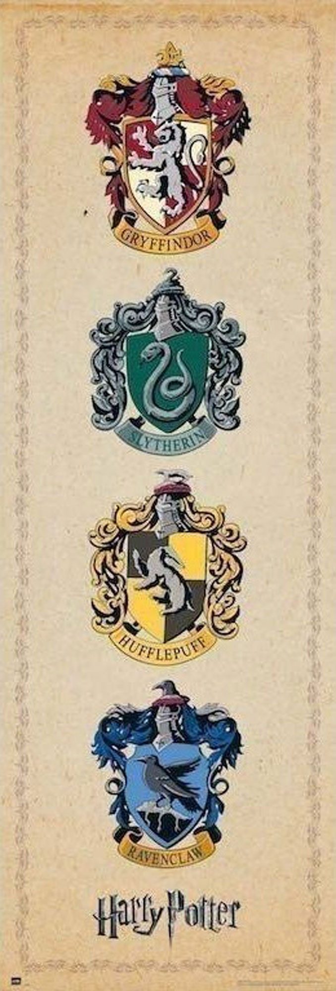 Poster Harry Potter - Türposter - House Crests