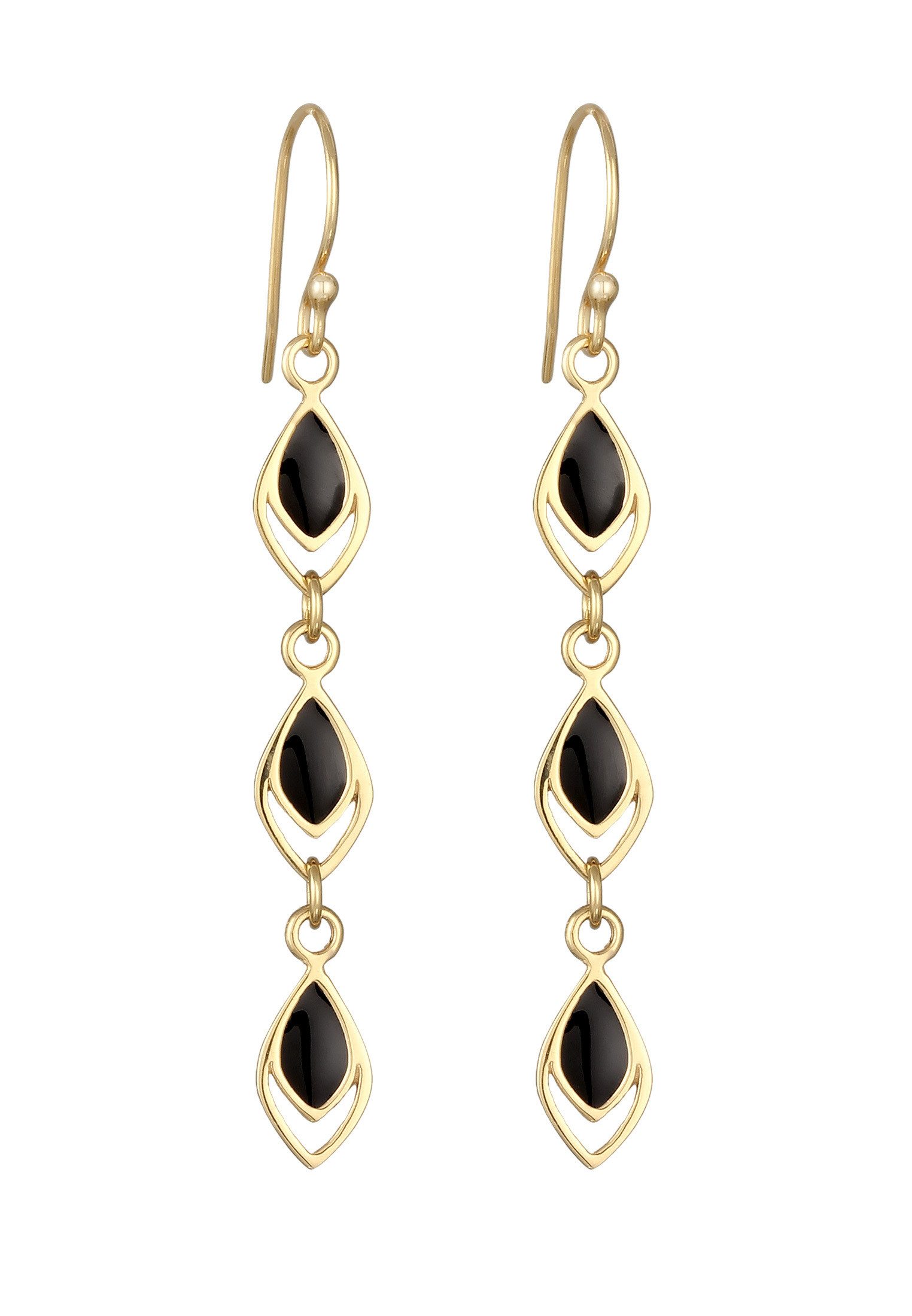 Elli Paar Ohrhänger Ohrhänger Feder Boho Emaille 925 Silber vergoldet, Fede günstig online kaufen