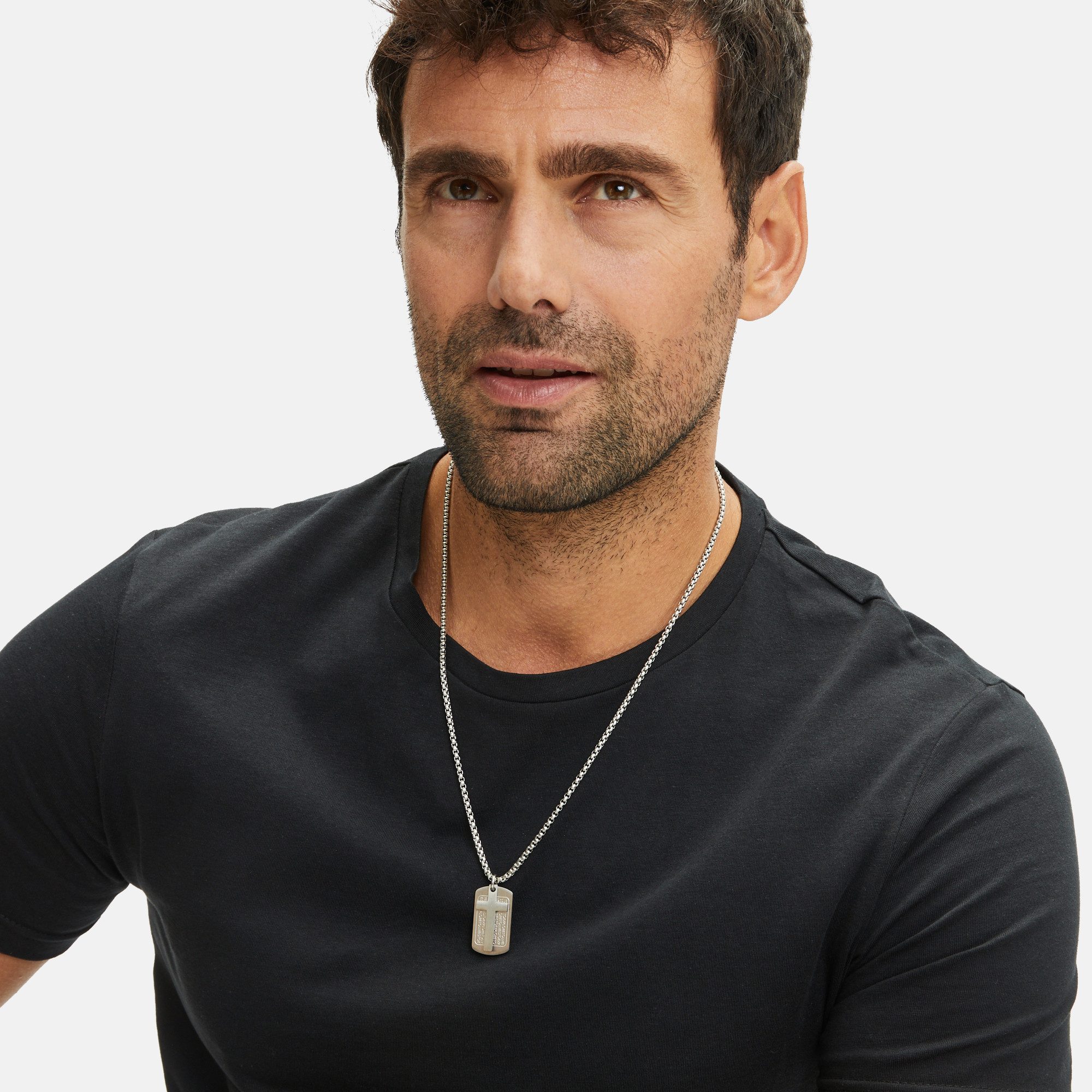 FYNCH-HATTON Kette mit Anhänger Schmuck Geschenk Edelstahl Halskette Platte Kreuz