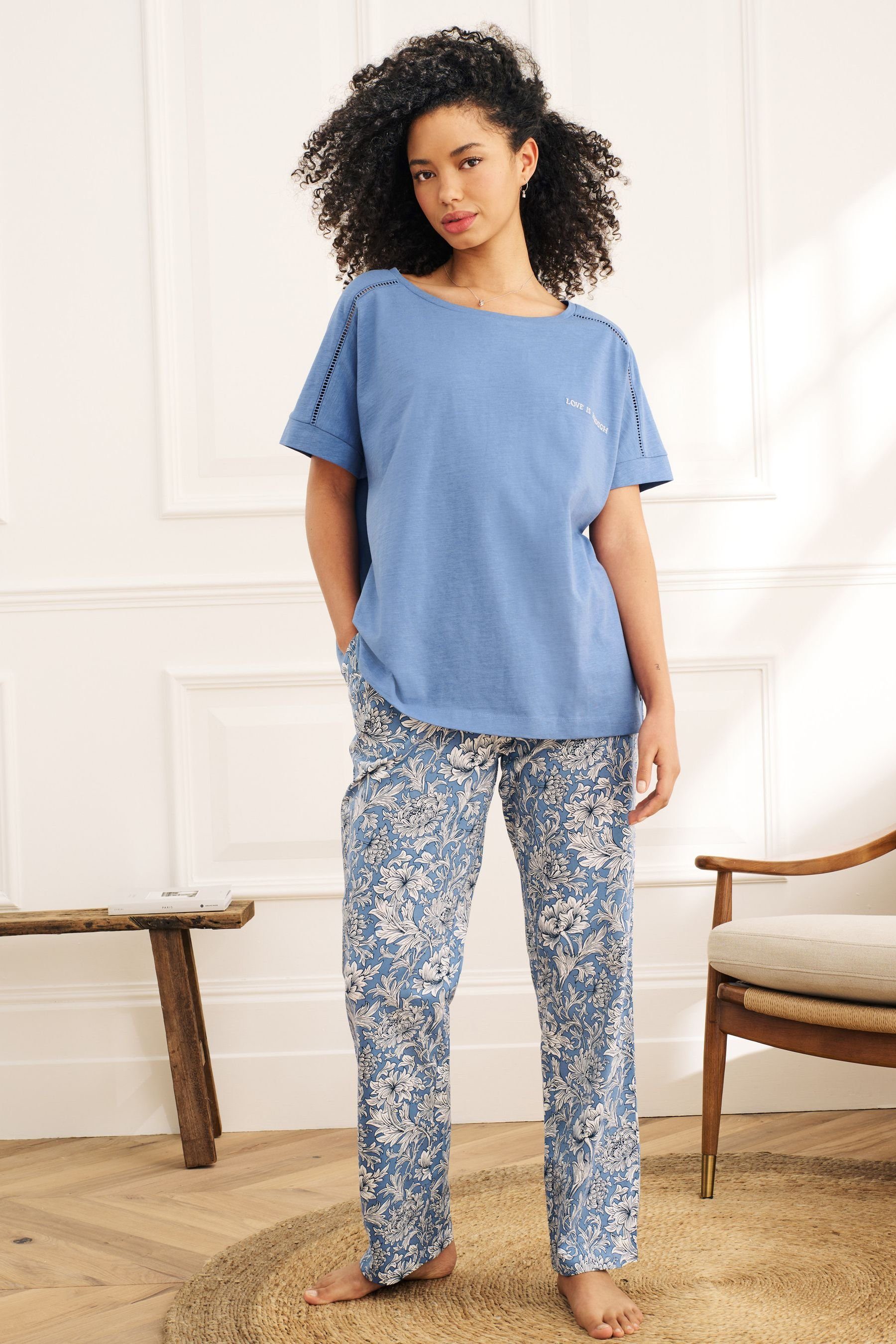 Next Pyjama at tlg) Co. Morris Co (2 & Floral Morris Blue Next Baumwolljersey-Schlafanzug &