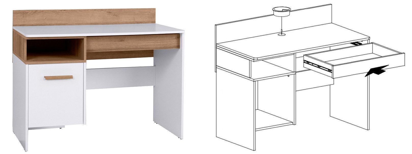 Marmex Möbel Mehrzweckschrank-Set Grant SET I Drehtürenschrank Wandregal Schreibtisch Jugendzimmer, (3-St), Scharniere-Soft-Close