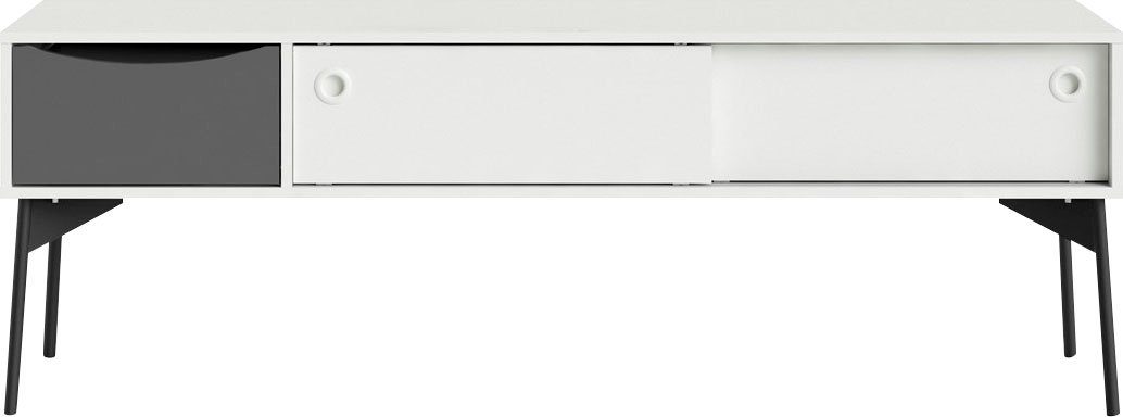 Schublade, | TV-Board 154,2 einer zwei Fur, Weiß affaire und mit Schiebetüren cm Home Breite Weiß