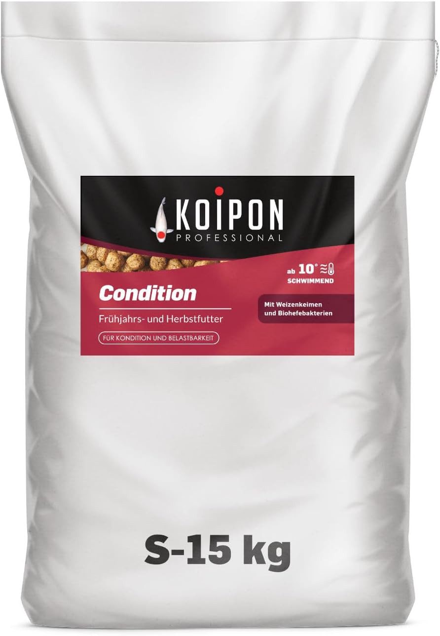 KOIPON KOIPON Condition 3mm Herbst und Frühjahrsfutter für Koi, Trockenfutter für: Koi, Goldfische, Teichfische, Zierfische, Herbst und Frühjahrsfutter, Weizenkeime, Biohefe, Made in Germany
