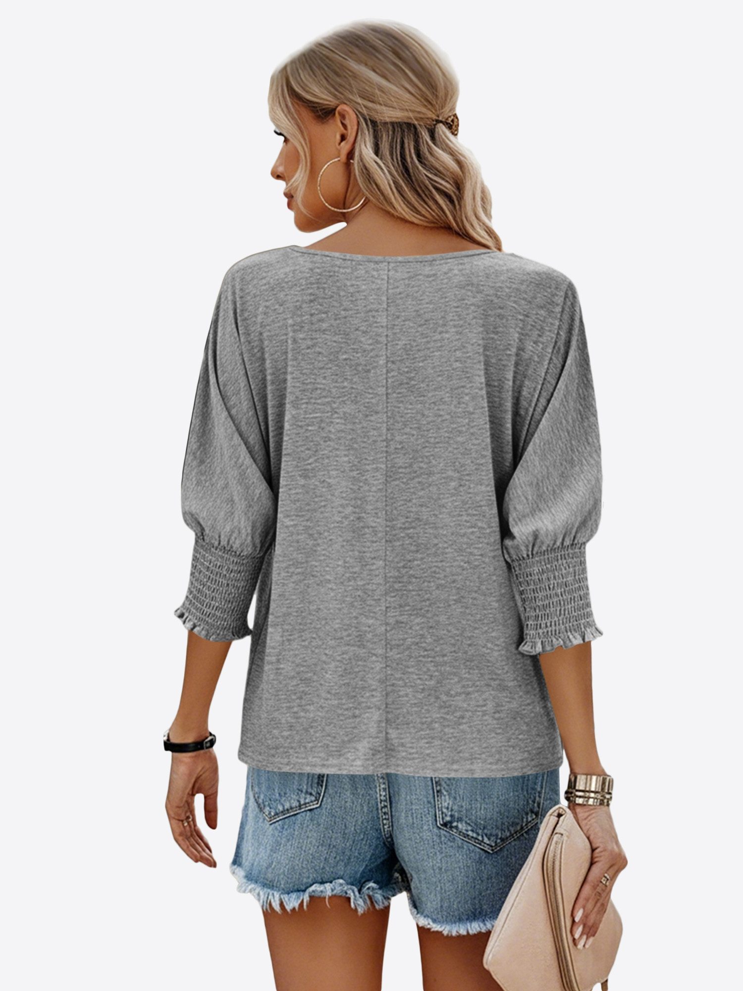 Imily Bela T-Shirt Damen Locker mit 3/4-Ärmeln und gerafften Bündchen (Pack günstig online kaufen