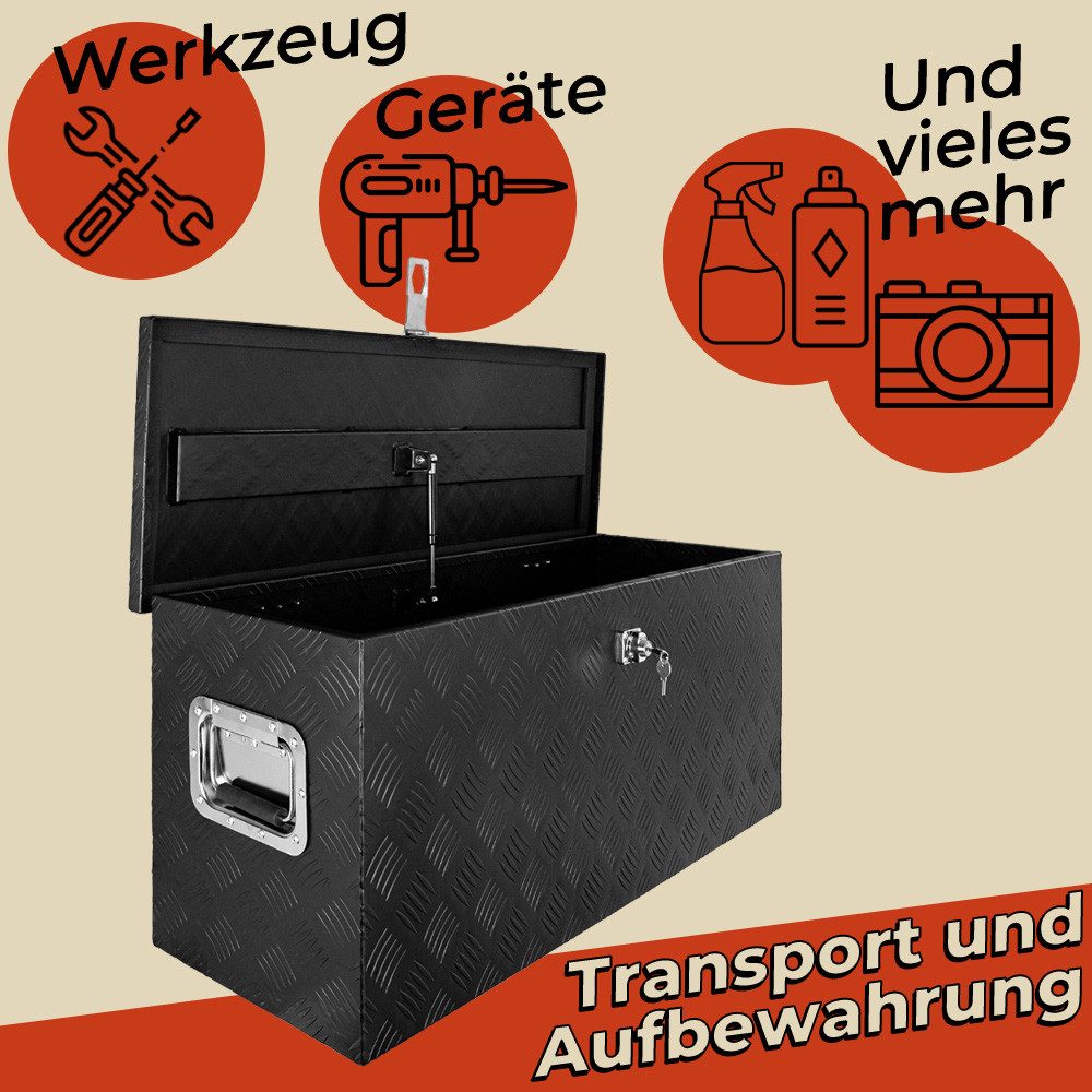 Trucky Anhänger-Deichselbox Deichselbox Werkzeugkasten Truckbox Alu Box Transportbox D120 Schwarz