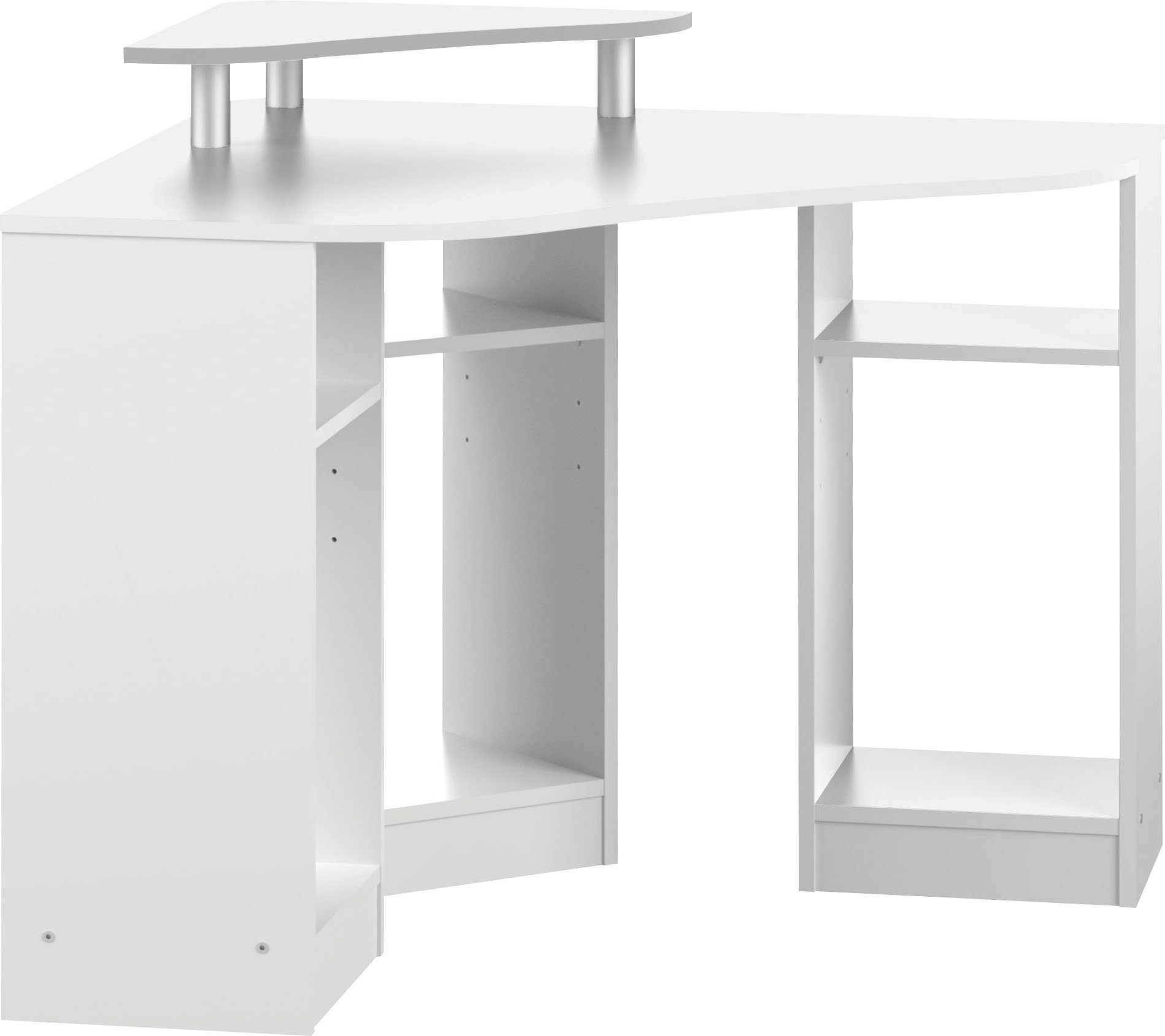 TemaHome Schreibtisch Corner, Melamingestell, Tischplatte in untersch. Farbvarianten, Breite 94 cm weiß | weiß