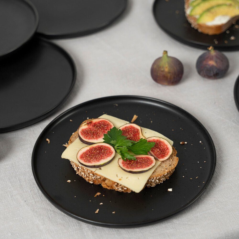 ASA SELECTION Dessertteller Dessertteller 21cm Coppa Kuro 6-tlg., Dessertteller, Kuchenteller, Frühstücksteller, Ø21cm, Porzellan