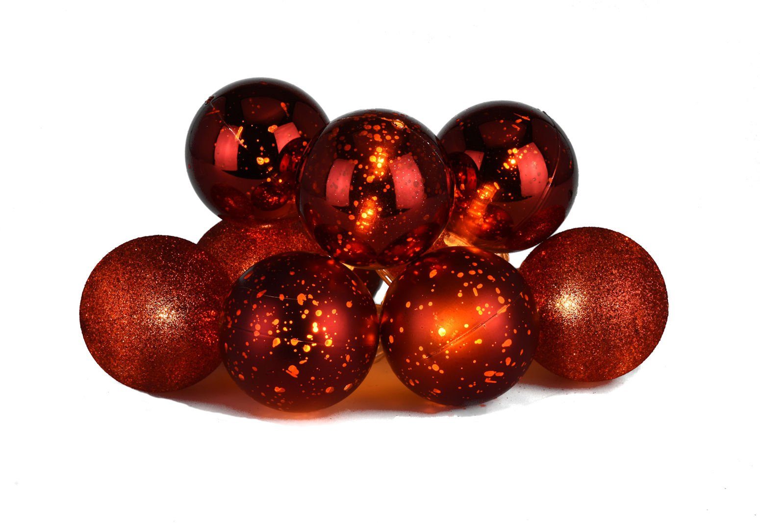 Spetebo LED-Girlande LED Christbaum Kugel Lichterkette 230 cm rot, 10-flammig, Weihnachtsbaum Kugeln beleuchtet