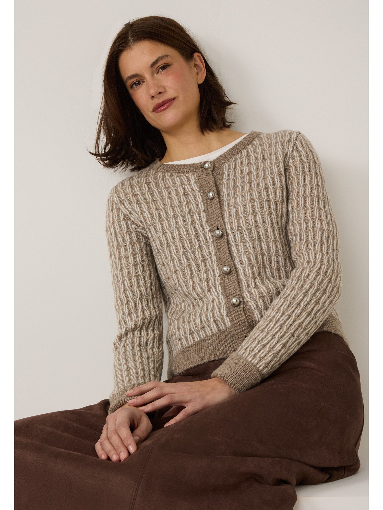 MORE&MORE Strickjacke softe, gemusterte Strickjacke