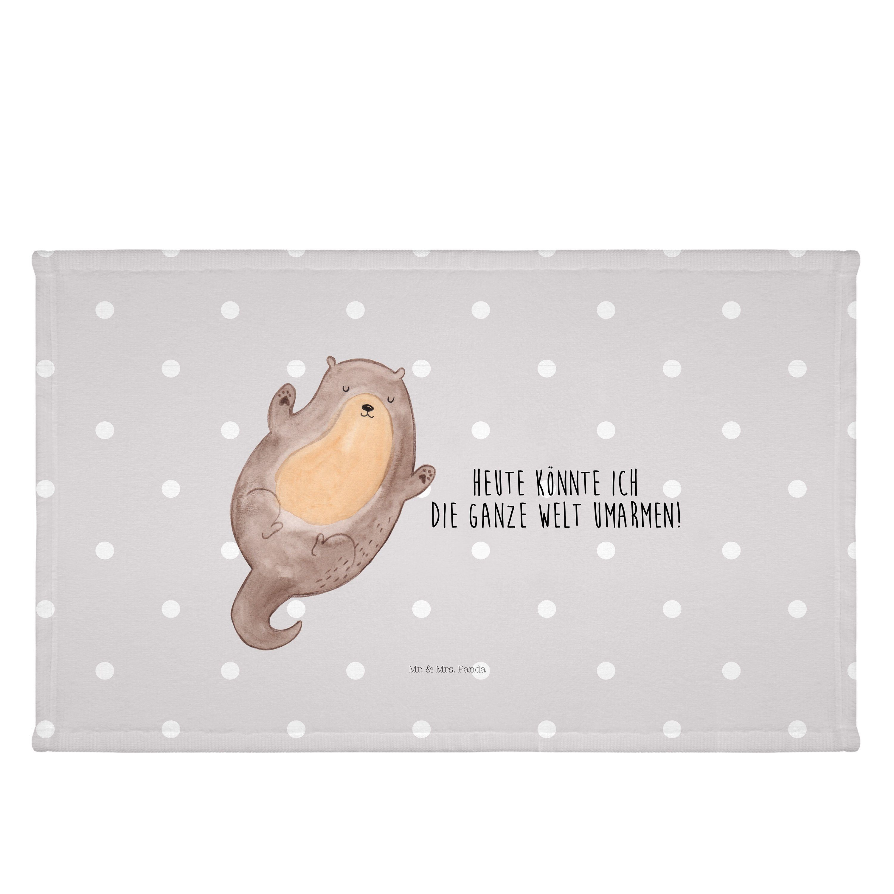 Mr. & Mrs. Panda Handtuch Otter Umarmen - Grau Pastell - Geschenk, groß, hallo, Handtuch, Hand, (1-St)
