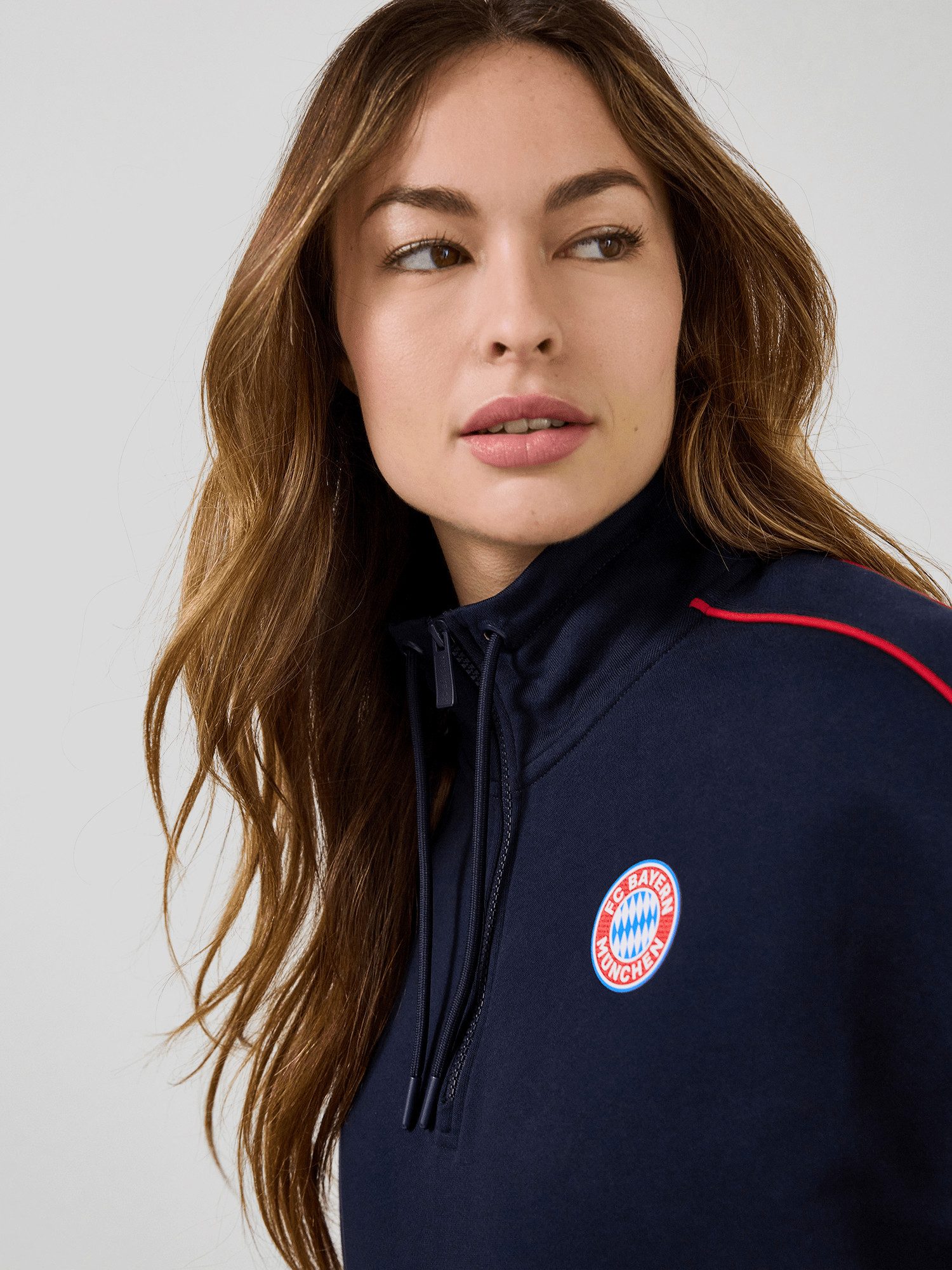 FC Bayern München Sweatshirt FC Bayern München, Half-Zip Pullover Essentials, Damen, Navy