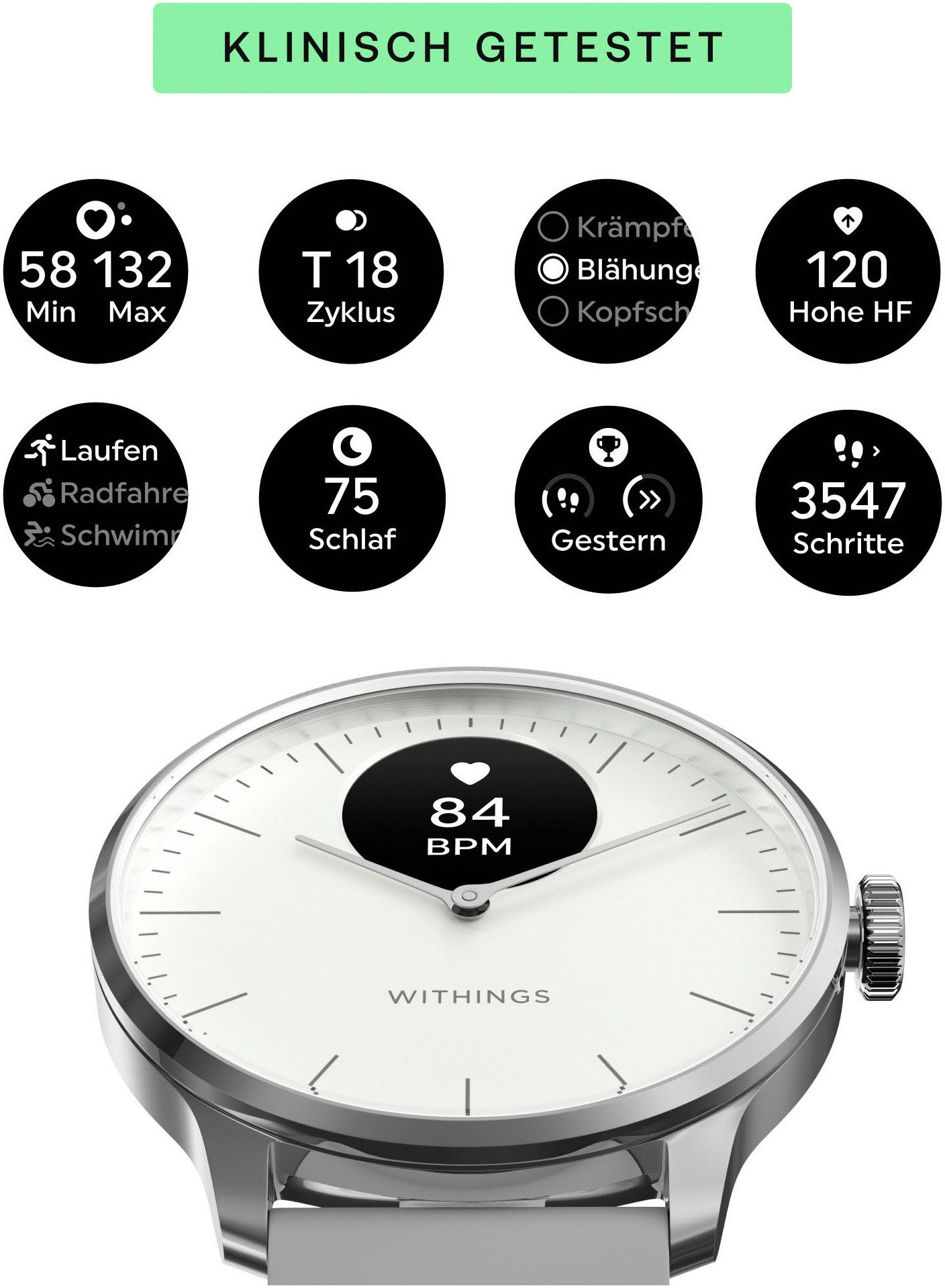 Withings ScanWatch Light 37mm RoseGold, Akku bis 35 Tage, 50 M Wasserdicht Smartwatch (0,63 Zoll), Leicht, elegant, langlebig, hybride, für tägliches Gesundheitstracking