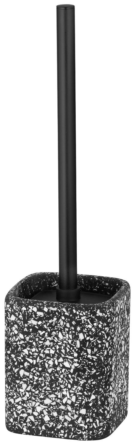 WENKO WC-Garnitur Terrazzo, Bürstenhalter, Inkl. WC-Bürste mit einem  schwarzen, auswechselbaren Bürstenkopf von Ø 8 cm