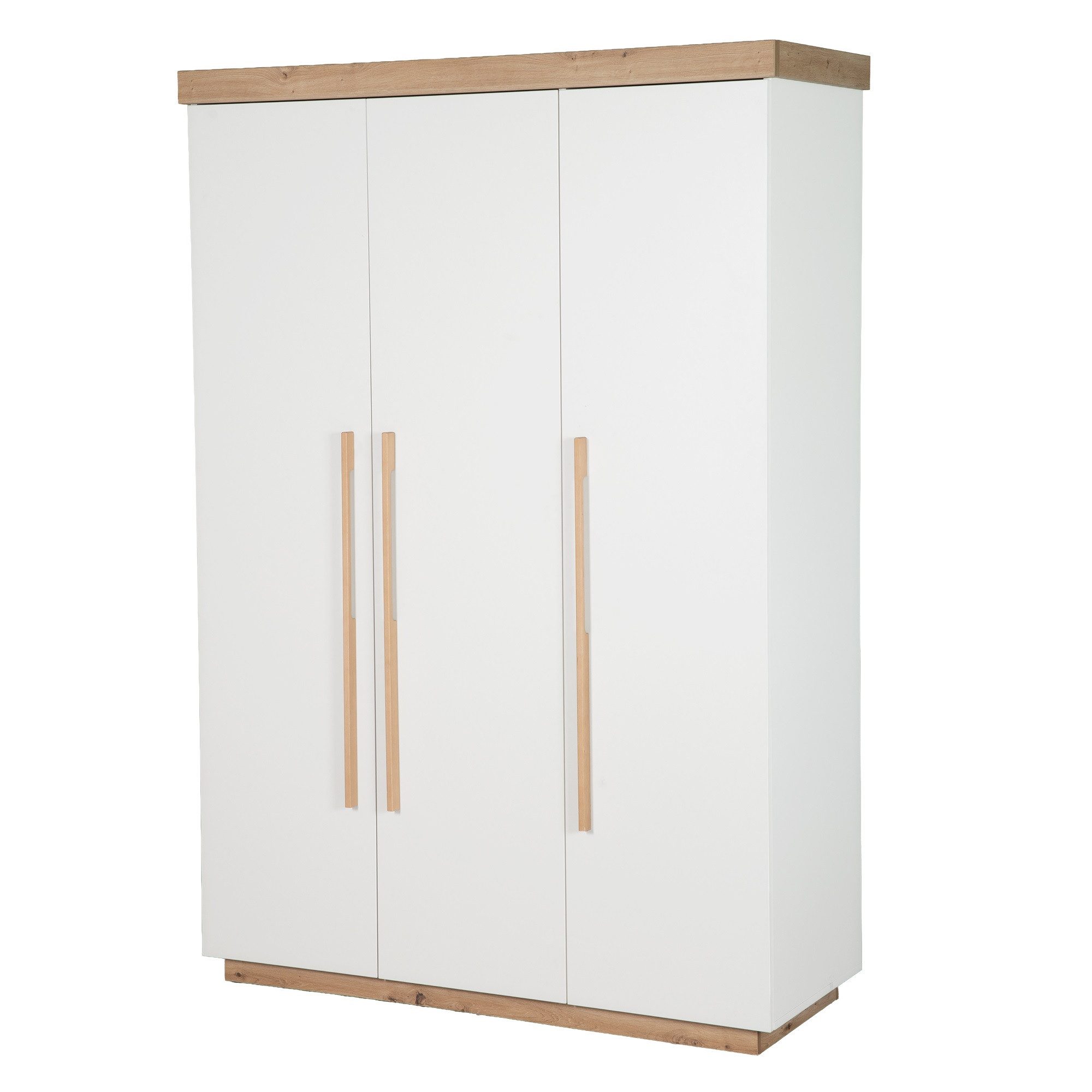 roba® Babyzimmer-Komplettset Lumo - modernes Kinderzimmer aus Holz - Weiß / Artisan Eiche, (Komplett-Set, 3-tlg., Babybett 70 x 140 cm, Wickelkommode, Kleiderschrank), Griffe & Füße aus Massivholz - Skandinavisches Design - MADE IN EUROPE