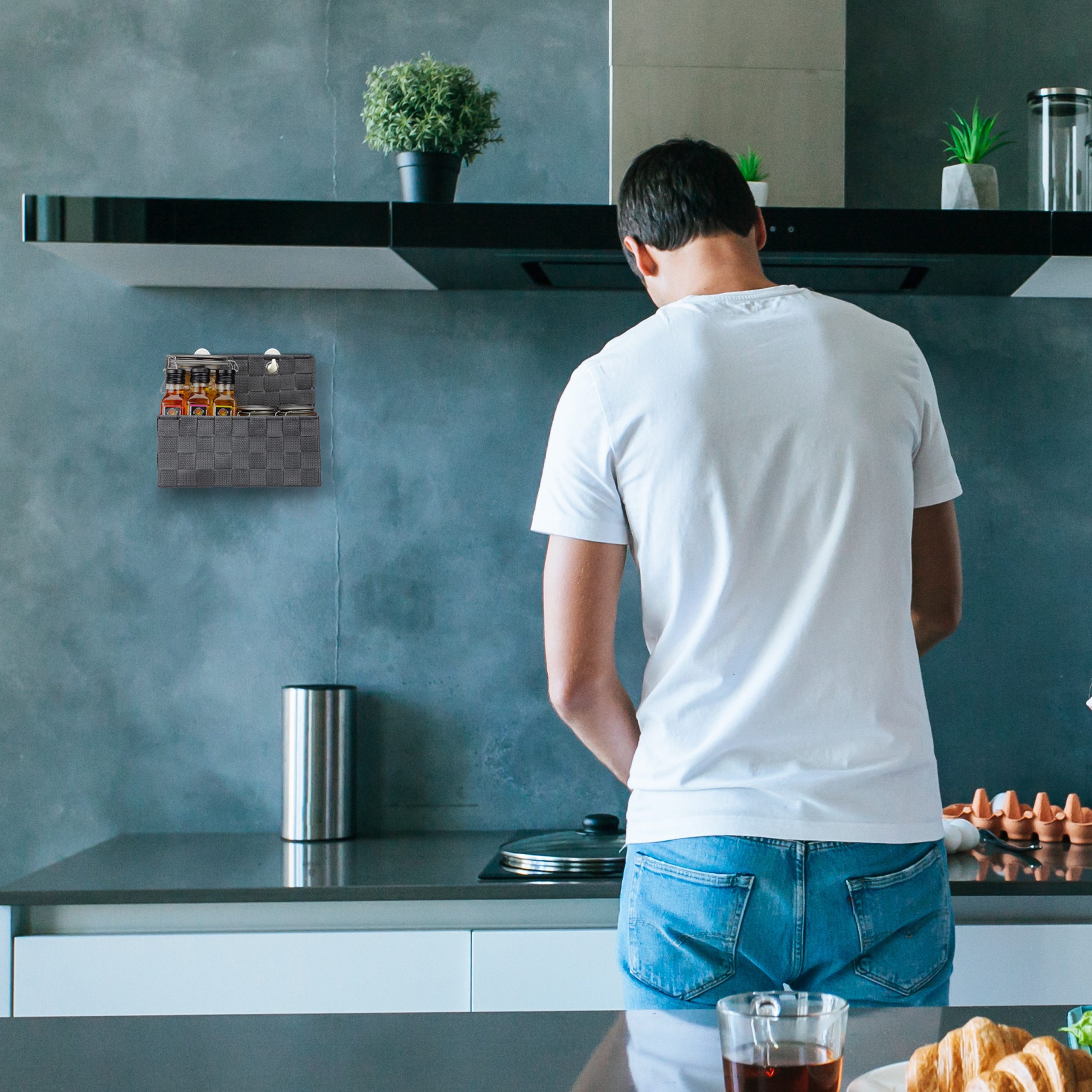 relaxdays Aufbewahrungskorb hängend, grau günstig online kaufen