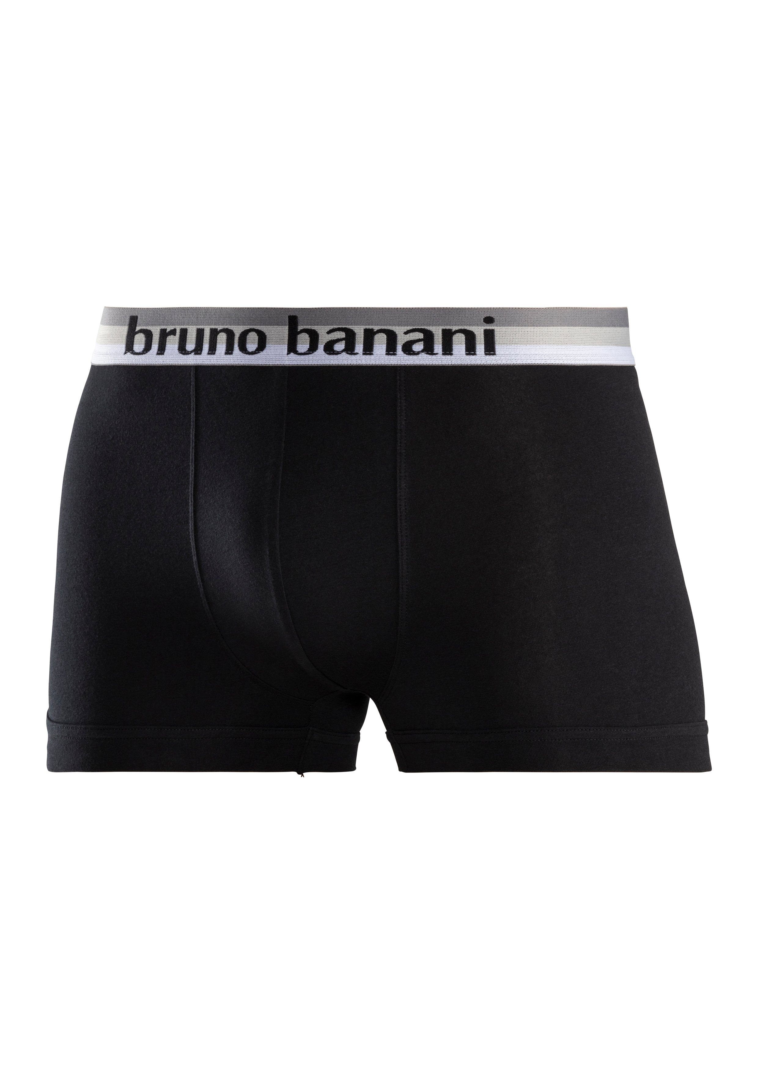 Bruno Banani Boxer Webbund 5-St) (Packung, schwarz-pink, mit Logo anthrazit-meliert-gelb, Streifen grau-meliert-mint, schwarz-grau navy-blau