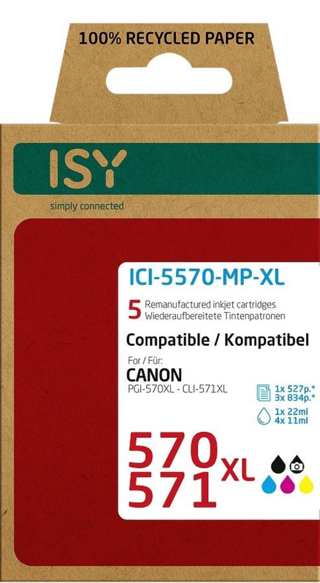 5 (x) + Canon Multipack CLI-571XL PGI-570XL Nachfülltinte ISY