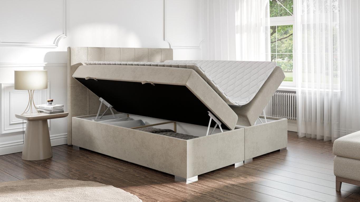 Luxus Textil Boxspringbett Schlafzimmer in Design JVmoebel Boxspringbett, Made Bett Europa Doppelbett