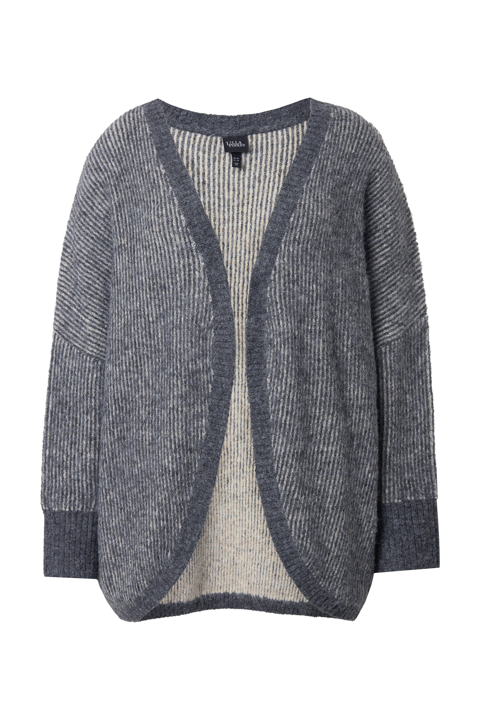 Ulla Popken Strickjacke Strickjacke Egg-Shape offene Form Langarm recycelt günstig online kaufen