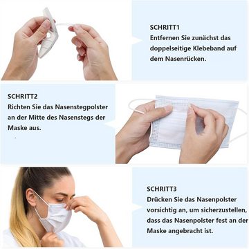 Houhence Nasenpflaster Nasenrücken für Masken,Nasenbügel aus Silikon für Mundschutz