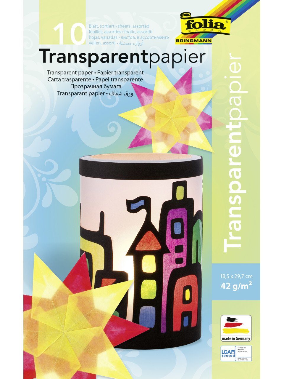 Bastelkartonpapier Glorex Transparentpapiermappe 42g/m² sortiert 18 x