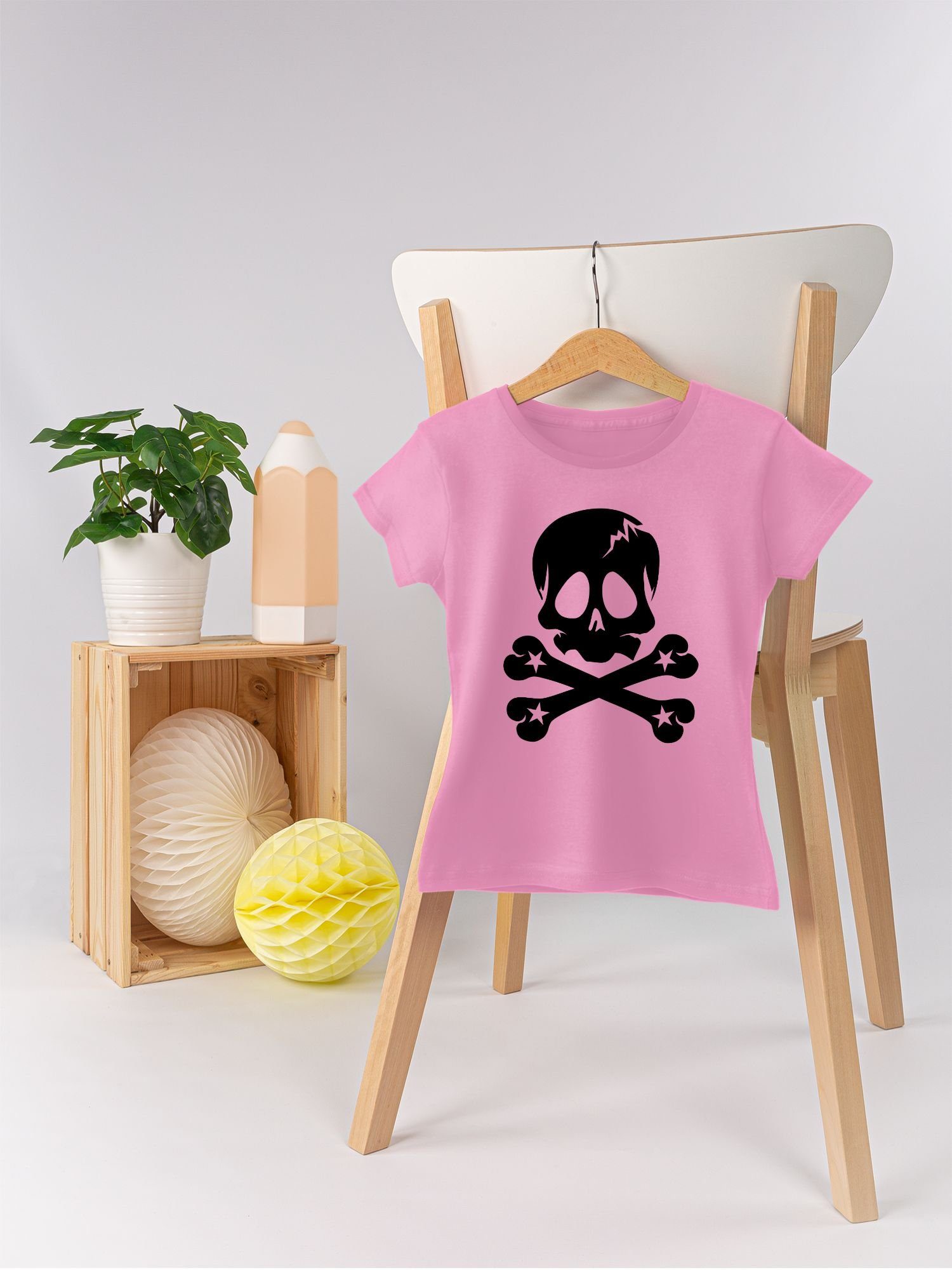 T-Shirt Shirtracer 1 Kindermotive Sterne Rosa Totenkopf