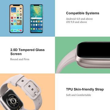 Jugeman Damen's und Herren's 25 Sportmodi Fitness Tracker Smartwatch (1,69 Zoll, Android/iOS), mit Pulsmesser, Schlafmonitor, IP68 Wasserdicht, Schrittzähler