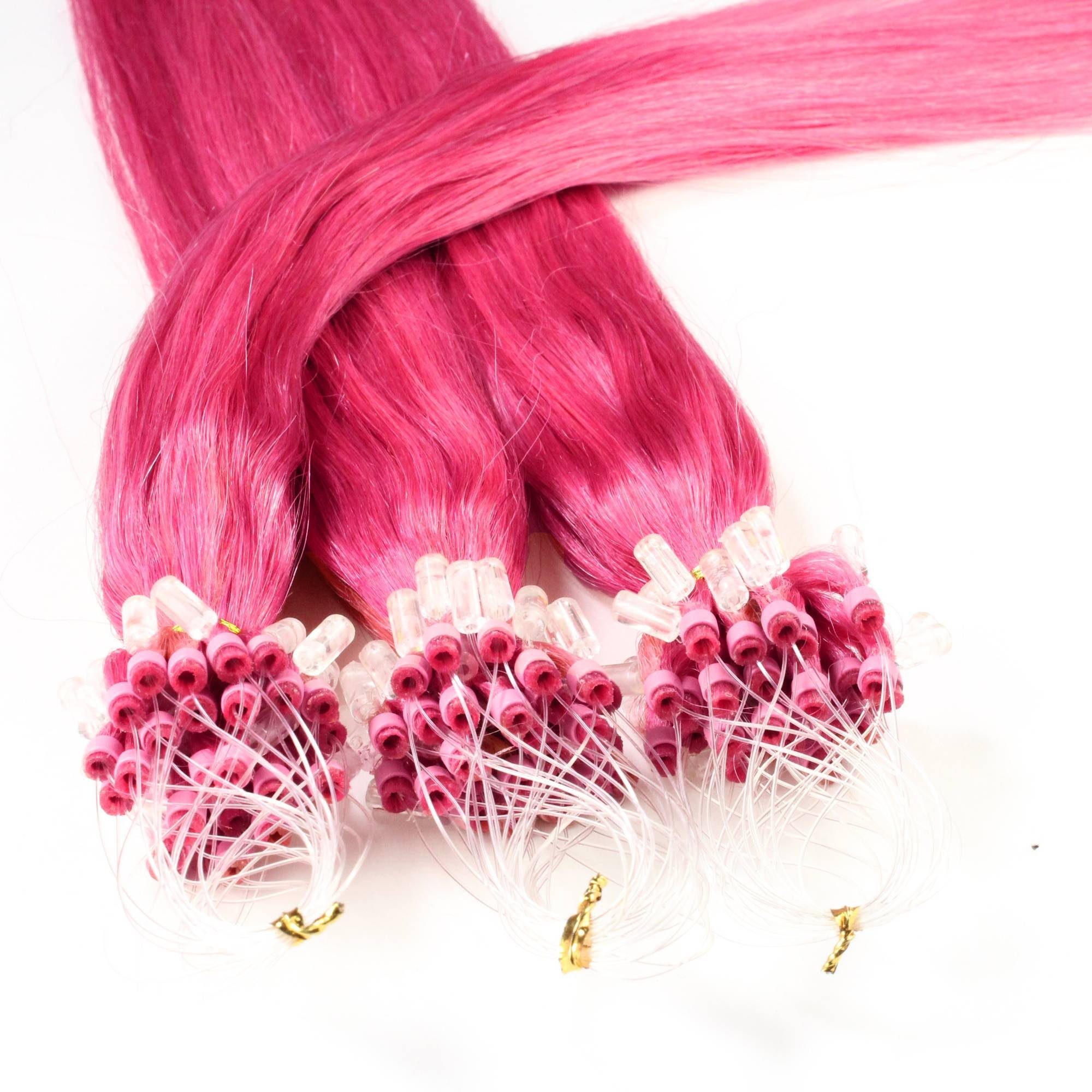 hair2heart Echthaar-Extension Microring Loops - glatt #Pink 1g 60cm