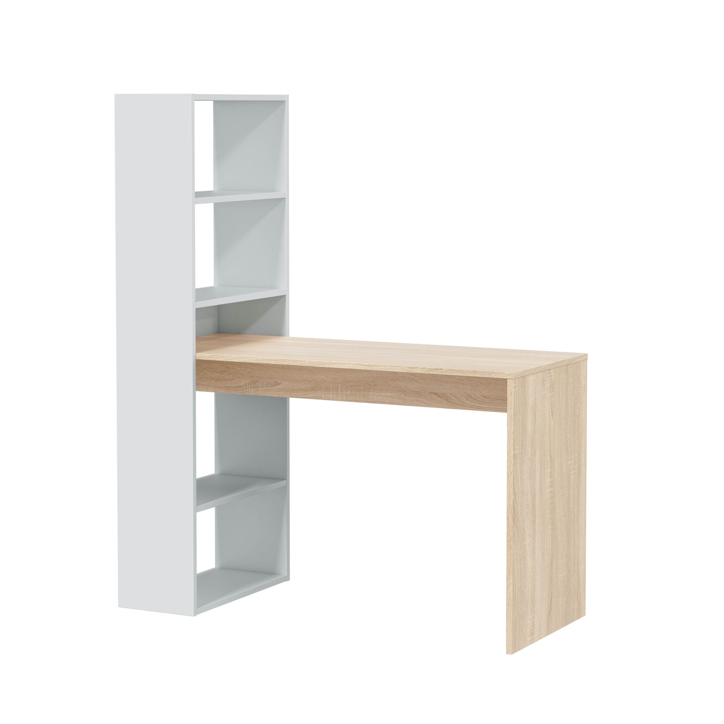 FORES HABITAT Regal-Schreibtisch 5 Fächer, Eiche günstig online kaufen