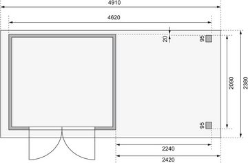 Karibu Gartenhaus Askola 3, BxT: 491x238 cm, anthrazit, mit Anbaudach, Seiten- und Rückwand