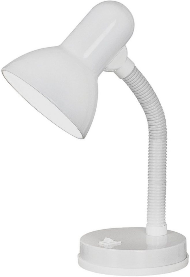 EGLO Tischleuchte BASIC, Leuchtmittel wechselbar, ohne Leuchtmittel, weiß/  Ø12,5 x H30 cm / Wippschalter - schwenkbar - flex. Hals, Aus Kunststoff und  Stahl