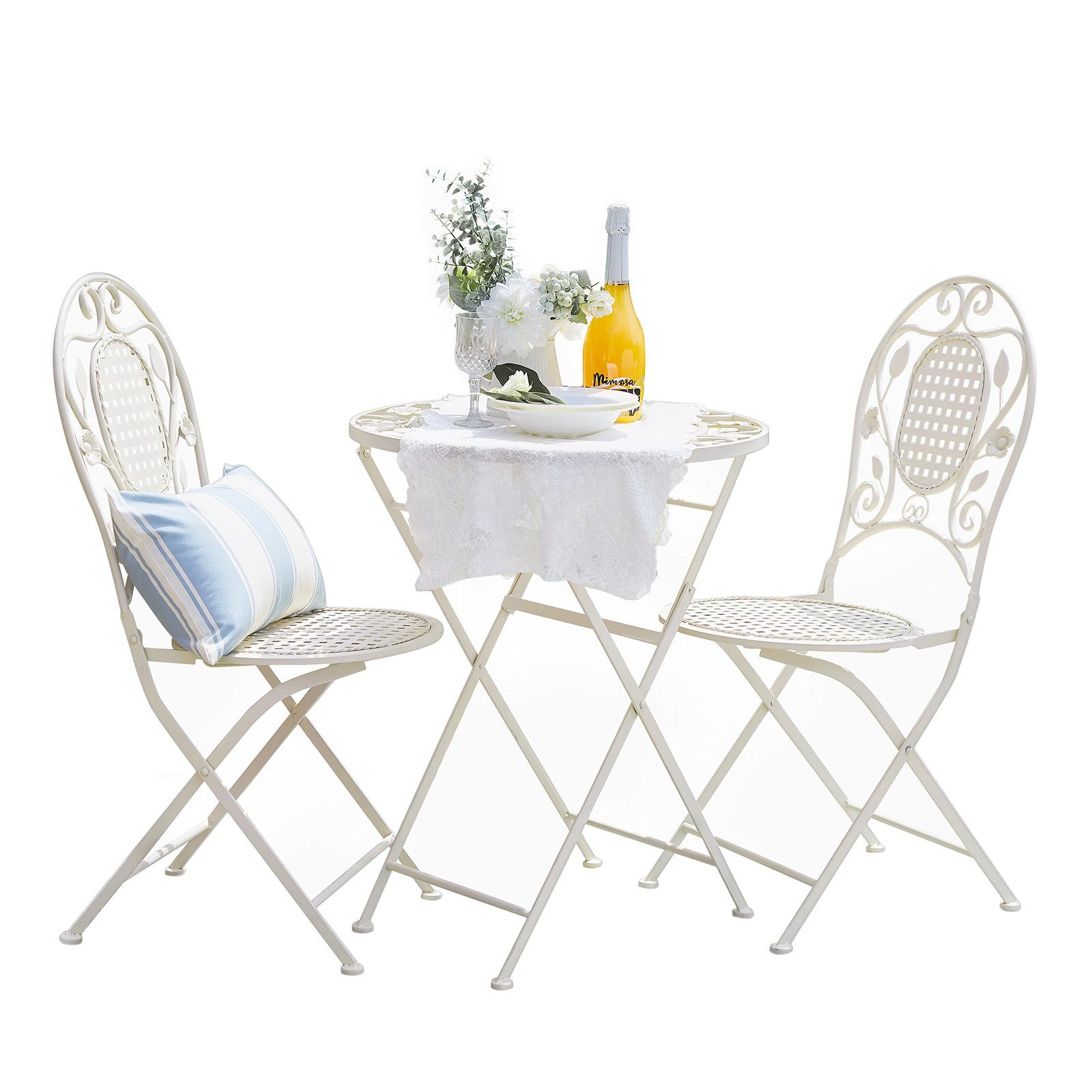 SoBuy Gartentisch OGT35-W (3-St), 3-teiliges Balkontisch mit 2 Stühlen Balkonset Gartenmöbel Set. Reduzierter Preis € 109,95. Unverbindliche Preisempfehlung € 159,95
