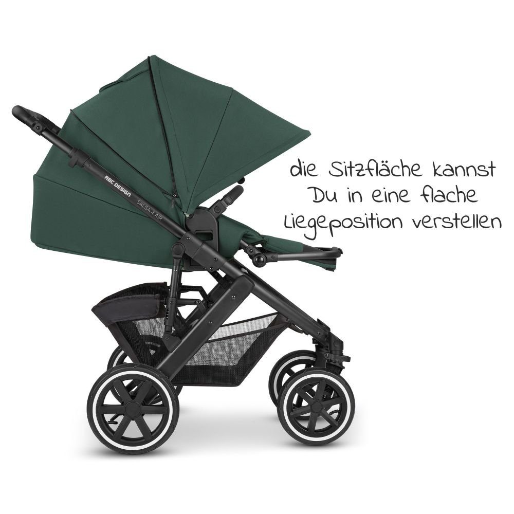 ABC Design Kombi-Kinderwagen Salsa Diamond Fußsack, Sportsitz, Edition Set - Wickeltasche Babywanne, - 4 Basil, 2in1 Air mit (5-tlg), Lufträdern