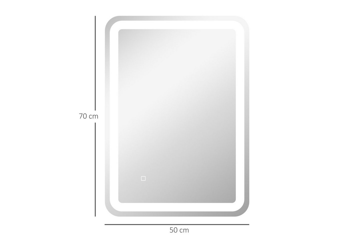 Thumbnail - BBWL Badspiegel LED Badspiegel 50x70 cm mit Touch-Schalter, 3 Lichtfarben (Anti-Beschlag & Memory-Funktion, vertikal/hor...
