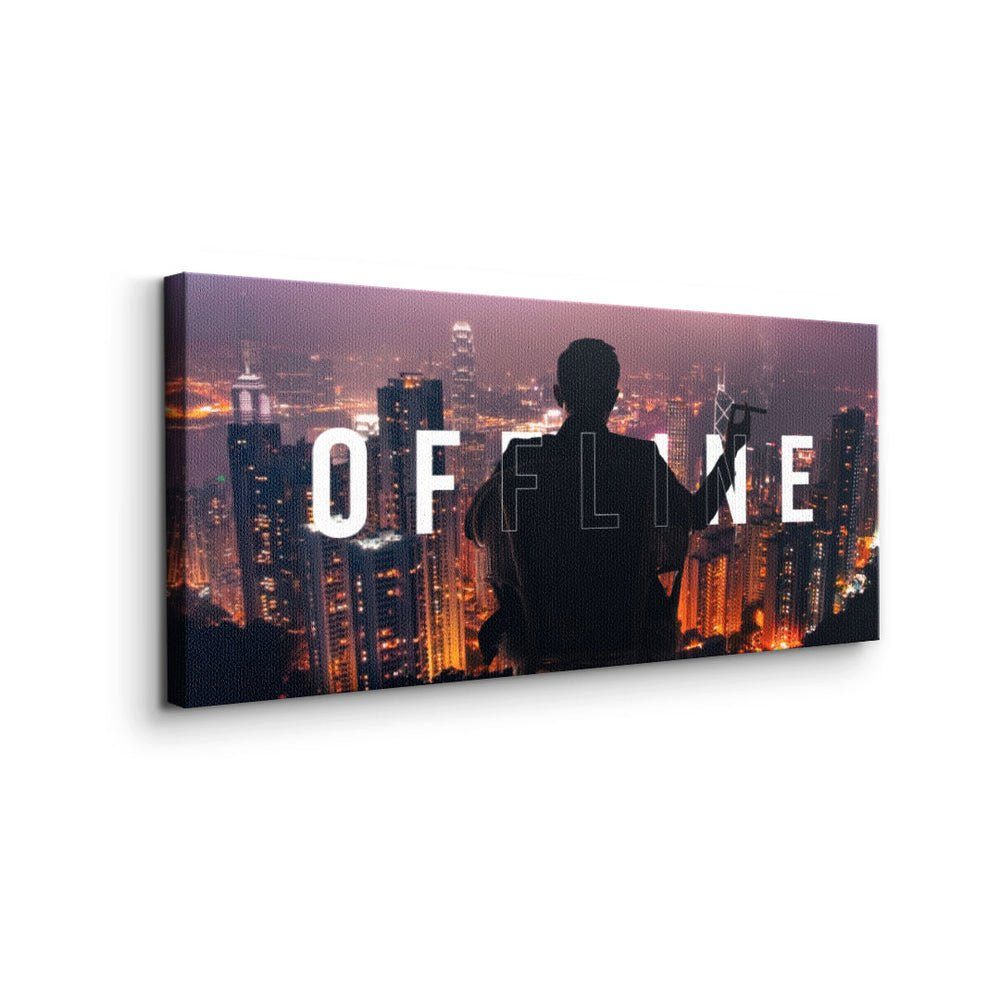 DOTCOMCANVAS® Leinwandbild, Leinwandbild Rahmen schwarzer Kong Motiv 2.0 Offline premium Rahmen Panorama Hong mit