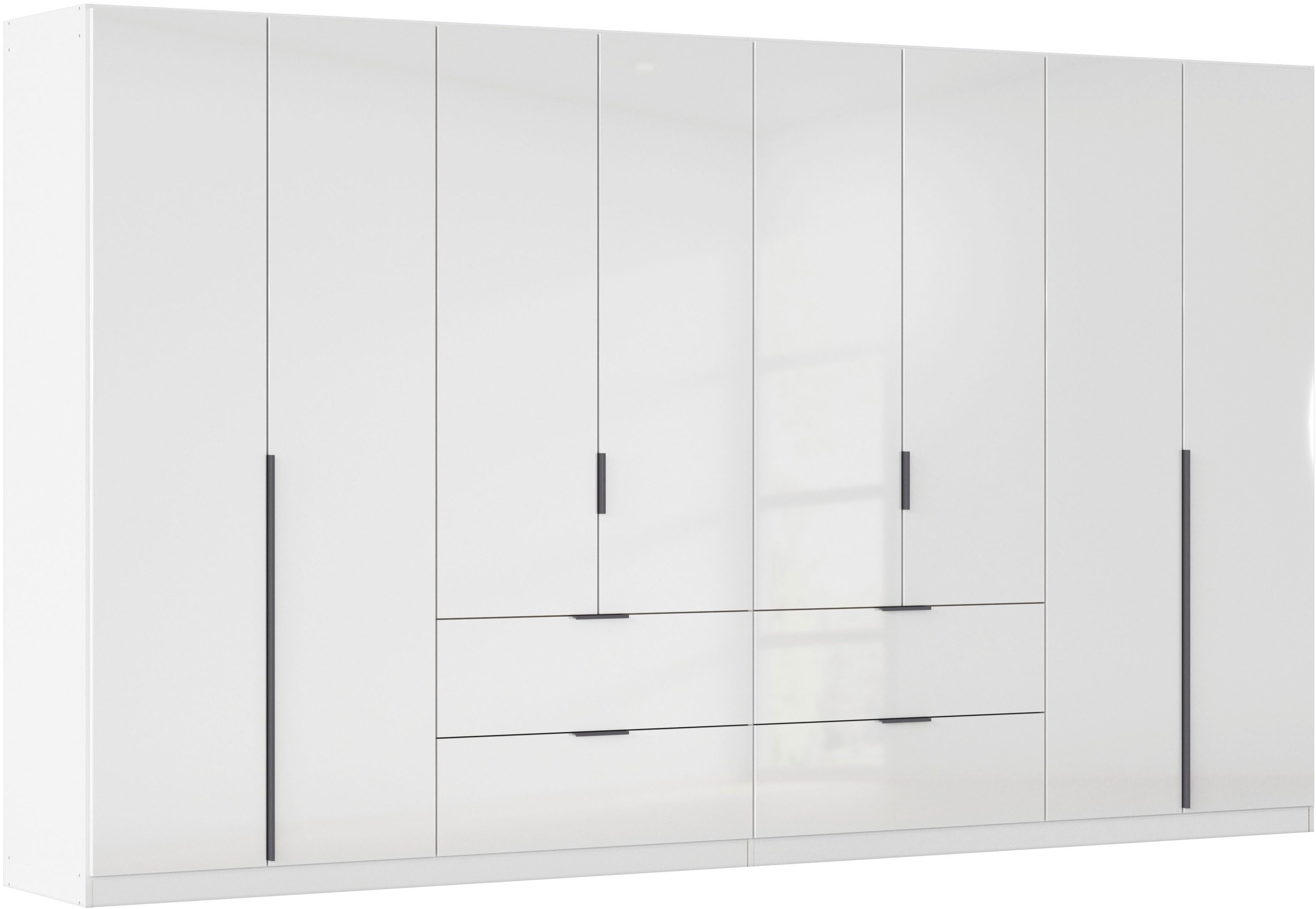 OTTO home Drehtürenschrank Kleiderschrank Schrank Garderobe AGORDO mit Dekor- oder Hochglanzfront (in zwei Griff-Farben, Breite 360 cm) mit Außenschubkästen, Serie in 7 Breiten und 2 Höhen MADE IN GERMANY