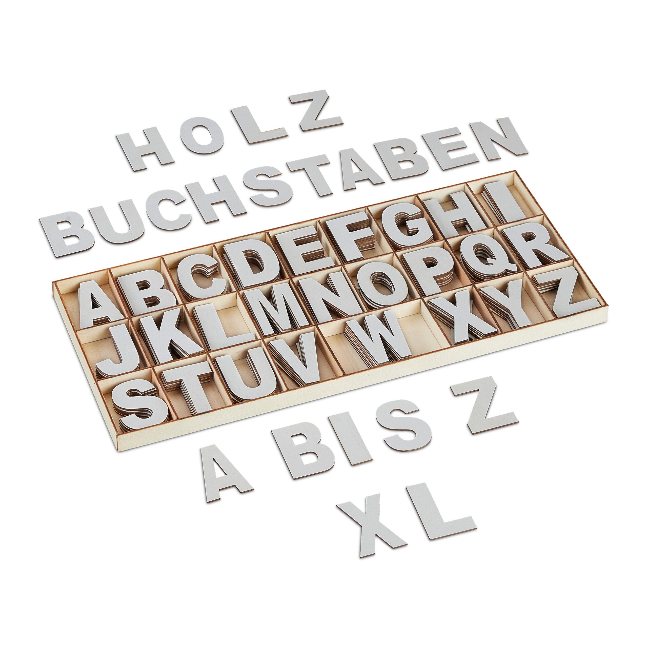 relaxdays Deko-Buchstaben 208-tlg. Holzbuchstaben Set