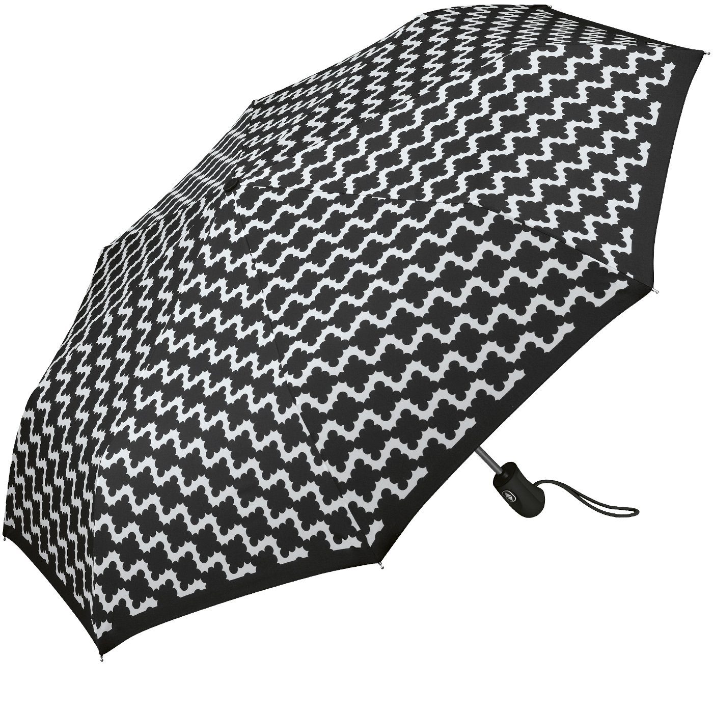 modernem, Automatik, Esprit Schirm Taschenregenschirm schwarz Wellendesign - mit schöner abstrakten mit Damen Auf-Zu für