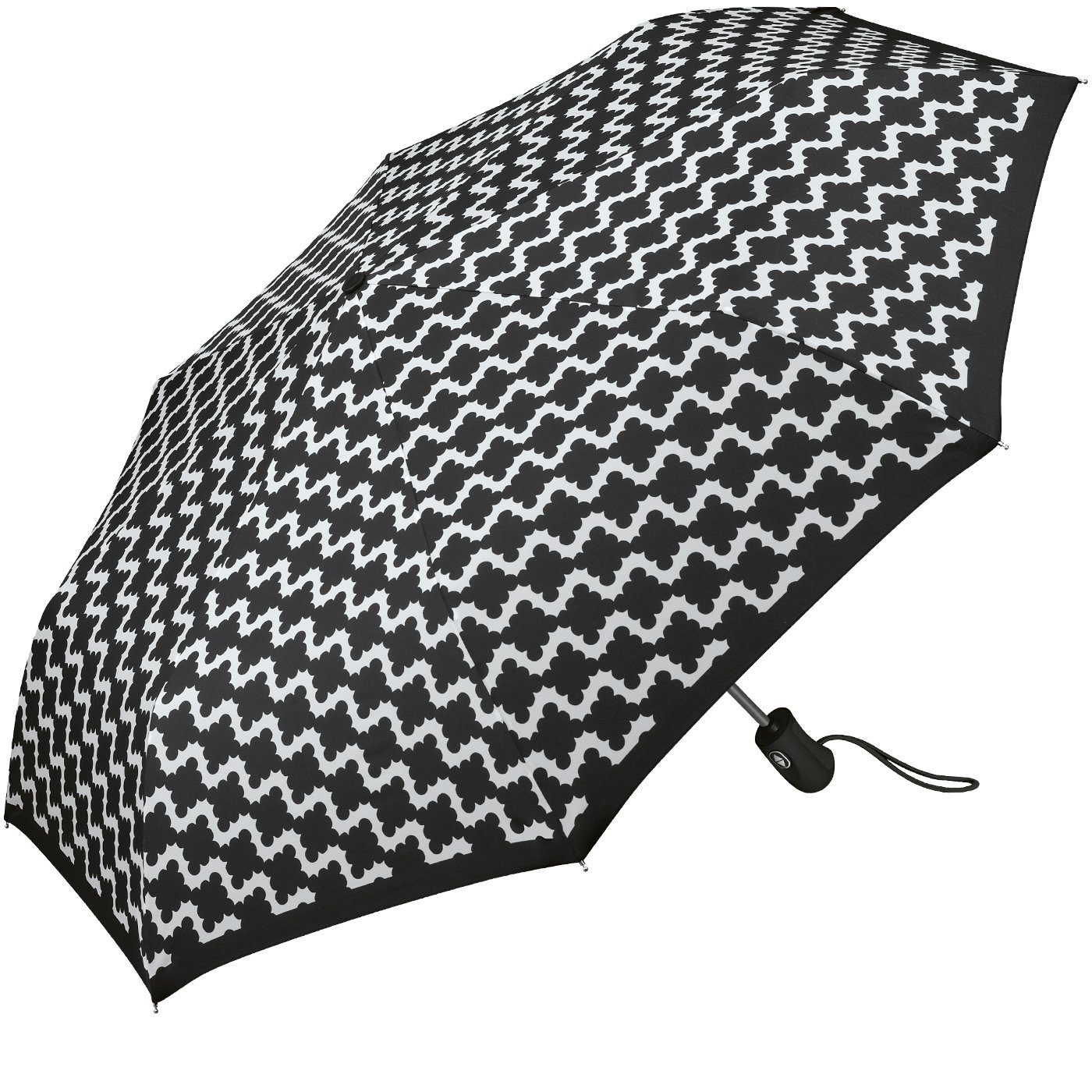 Esprit Taschenregenschirm schöner Schirm für Damen mit Auf-Zu Automatik, mit modernem, abstrakten Wellendesign - schwarz