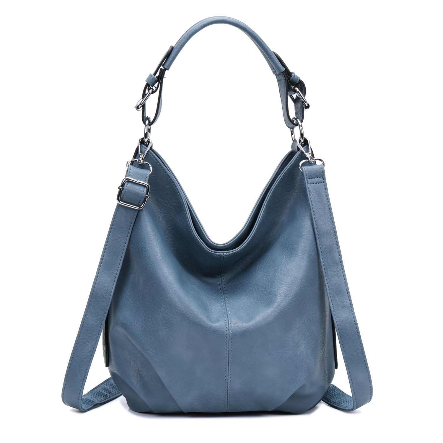ITALYSHOP24 Schultertasche DAMEN SHOPPER Hobo Bag Umhängetasche Handtasche City Bag Cross-Over (Spar-Set: Henkel Tasche mit Schultergurt, Workbag Leder Optik, 2-tlg., mit Henkel und Schultergurt), Damentasche Freizeit Abend Leder Optik Henkeltasche Reise Crossbody