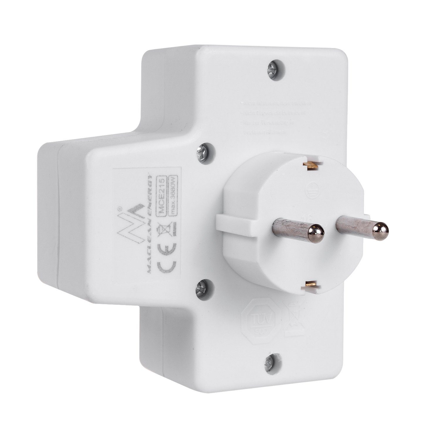 Maclean MCE215 Mehrfachsteckdose 3-fach (2x Eurostecker + 1x Schukostecker, Ein- / Ausschalter, Kindersicherung) – Bild 3 von 3