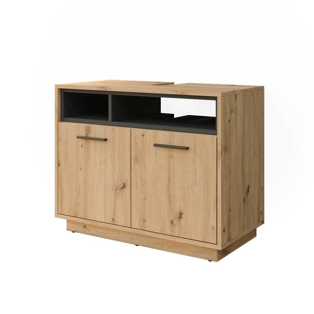 Vicco Waschbeckenunterschrank Beatrice, Eiche/Anthrazit, 80 x 64 cm (1-St) – Bild 2 von 5