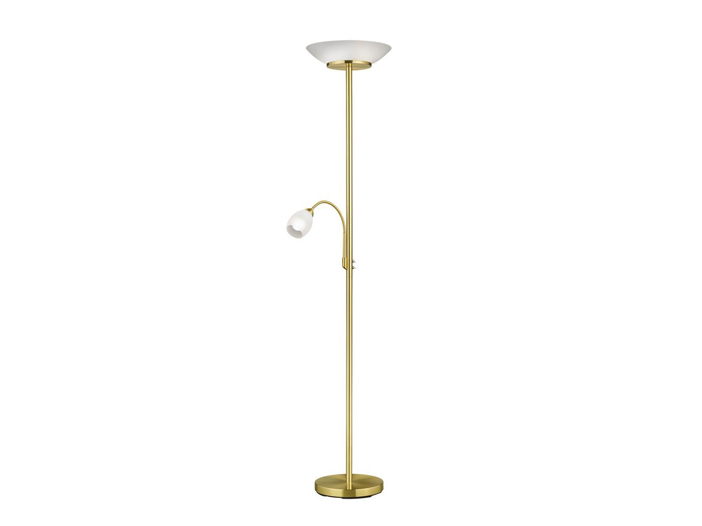 Lesearm, LED 180cm Stehlampe Deckenfluter, Gold-en wechselbar, Leselampe Glas Messing-Weiß Lampenschirm-e mit LED Warmweiß, meineWunschleuchte Höhe Vintage