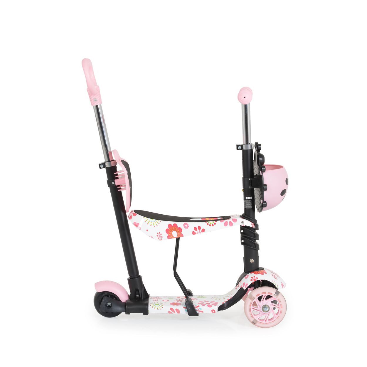 Moni Cityroller Lollipop 3 in 1, Schiebestange, LED-Vorderräder, verstellbarer Lenker, Hinterradbremse
