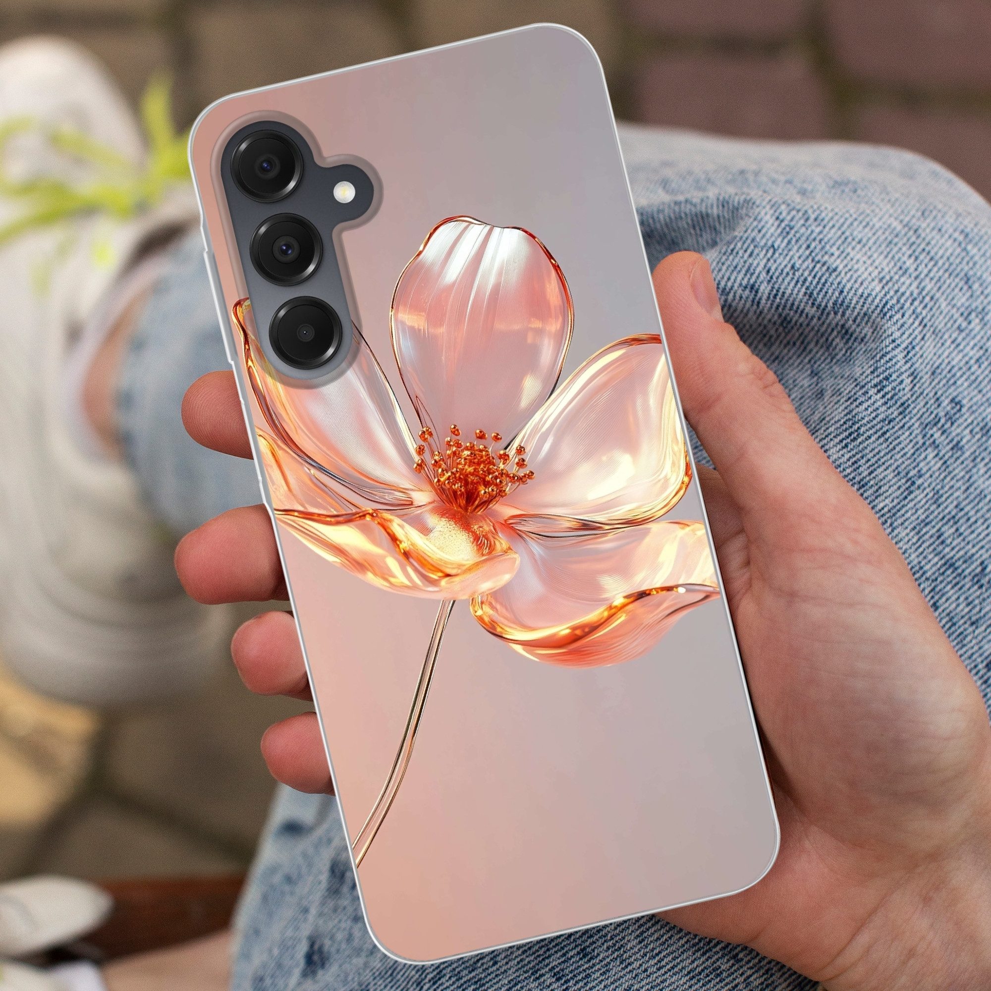 MuchoWow Handyhülle für Samsung Galaxy A16 5G Gläser - Blume - Rosa, Phone Case, Silikon, Schutzhülle Dünn