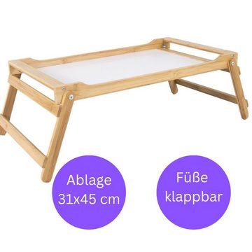 elbmöbel Tabletttisch Betttablett Bambus Klappbar Frühstückstablett Serviertablett Tablett (ausklappbar), Ablagefläche 31 x45 cm