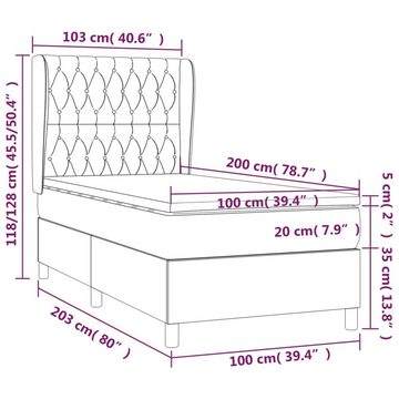 vidaXL Bettgestell Boxspringbett mit Matratze Dunkelbraun 100x200 cm Stoff Bett Bettgeste