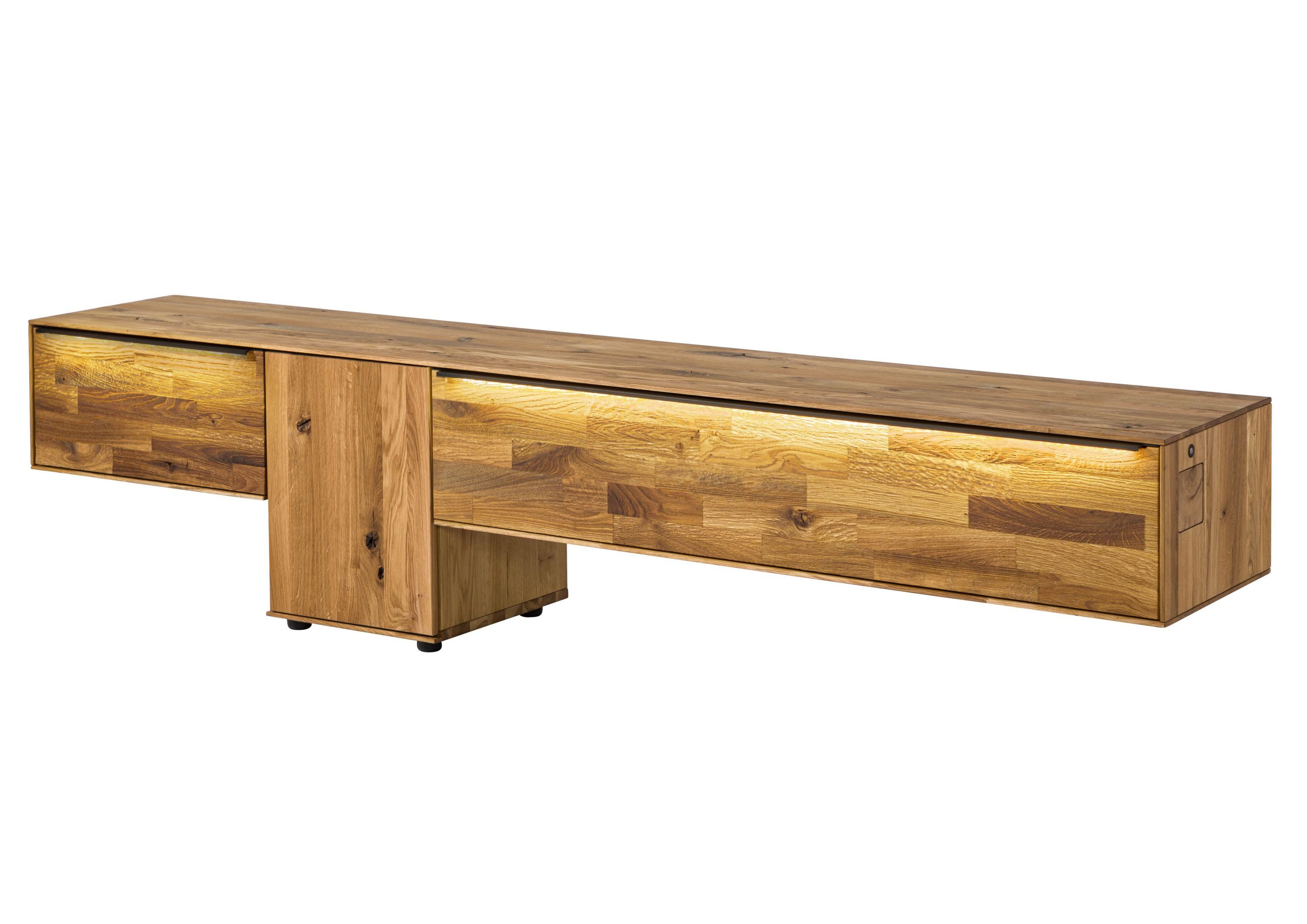 Massivmoebel24 Lowboard (Wildeiche 240x43x55 natur geölt WIEN #208), Wildeiche 240x43x55 natur geölt WIEN #208