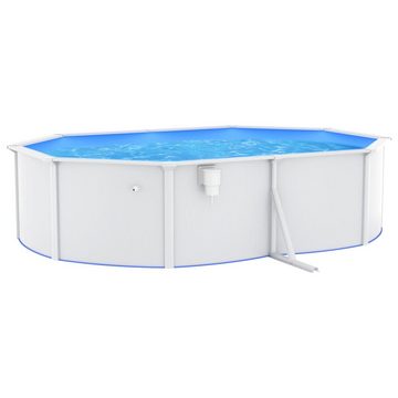 furnicato Pool mit Stahlwand Oval 490x360x120 cm Weiß